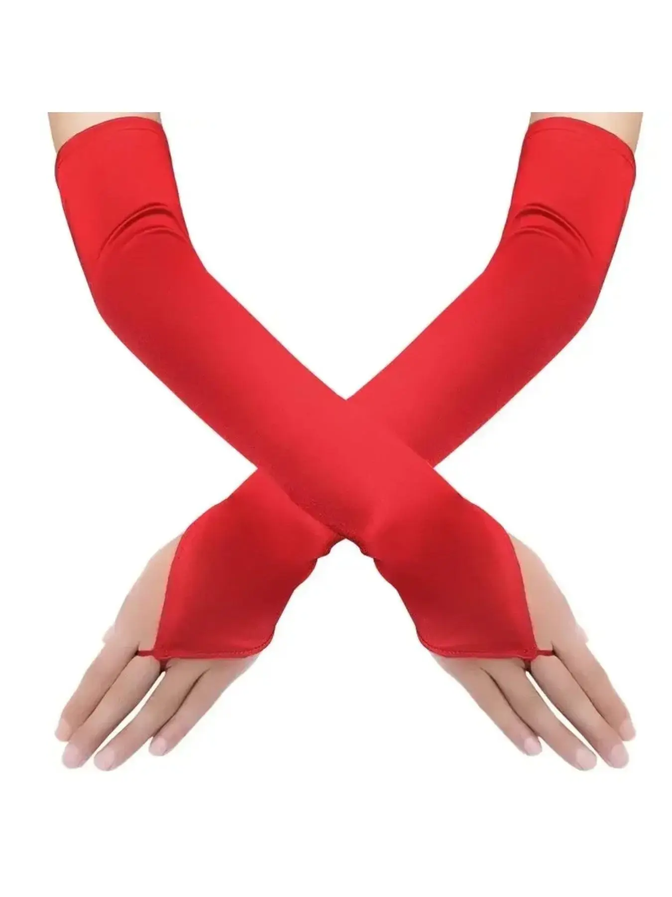 Women Long Hollow Out Hook Finger Tulle Gloves Multi Color Bridal Wedding Party Evening Dress Decor Sun Protection Sleeves
