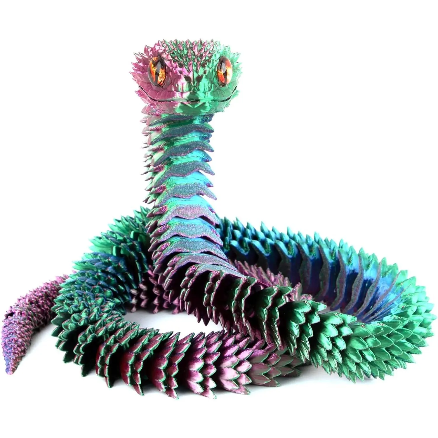 20 inch 3D Printed Snake, Year of The Snake 2025, Executive Desk Toys, Articulated Snake, Fidget Toys Gifts for Easter Adults (Colorful)