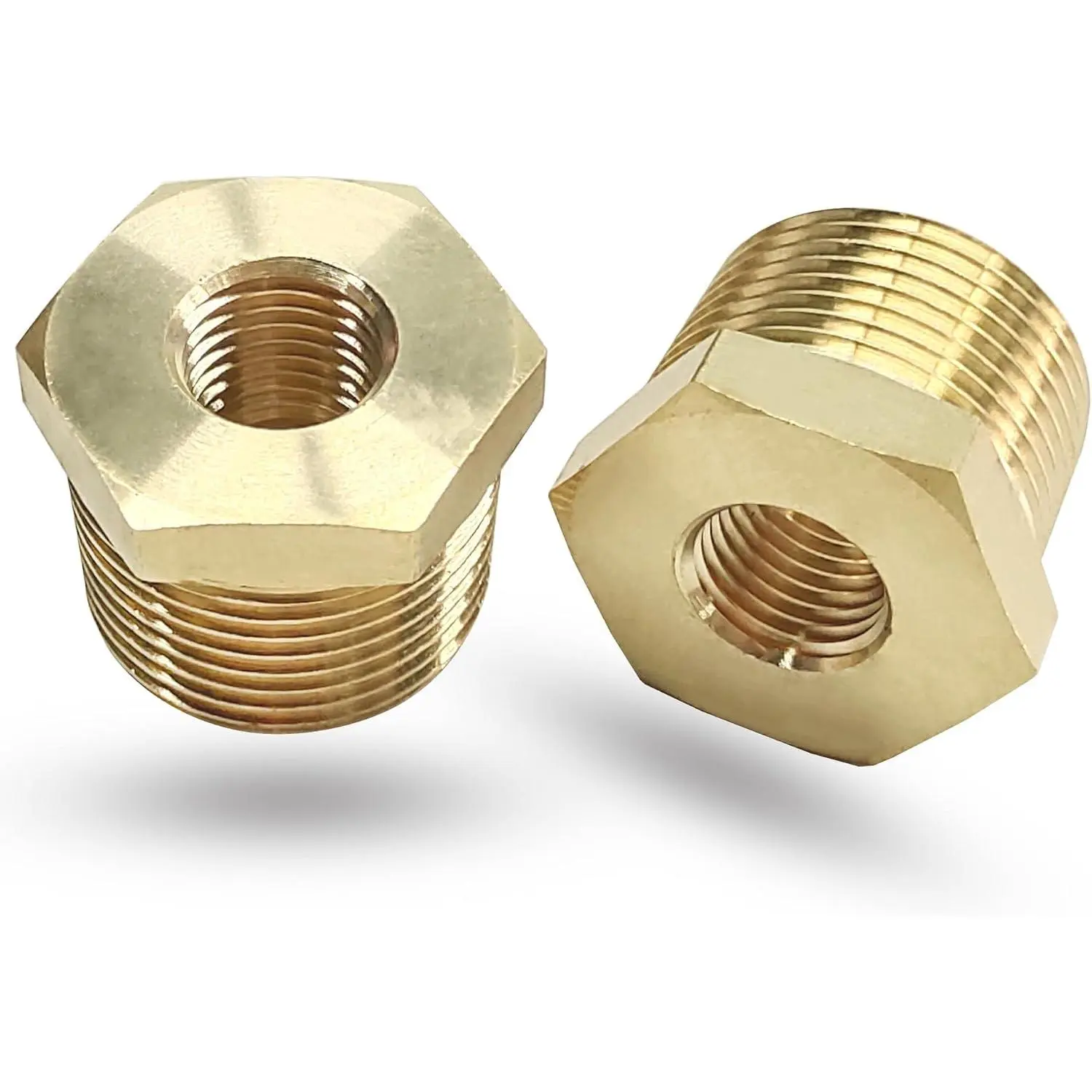3/4" NPT Male x 1/4" NPT Female Reducer Hex Bushing, Heavy Duty Brass Pipe Fitting Reducing Adapter, Hex  Pipe Fittings (3/4” MNPT x 1/4” FNPT)