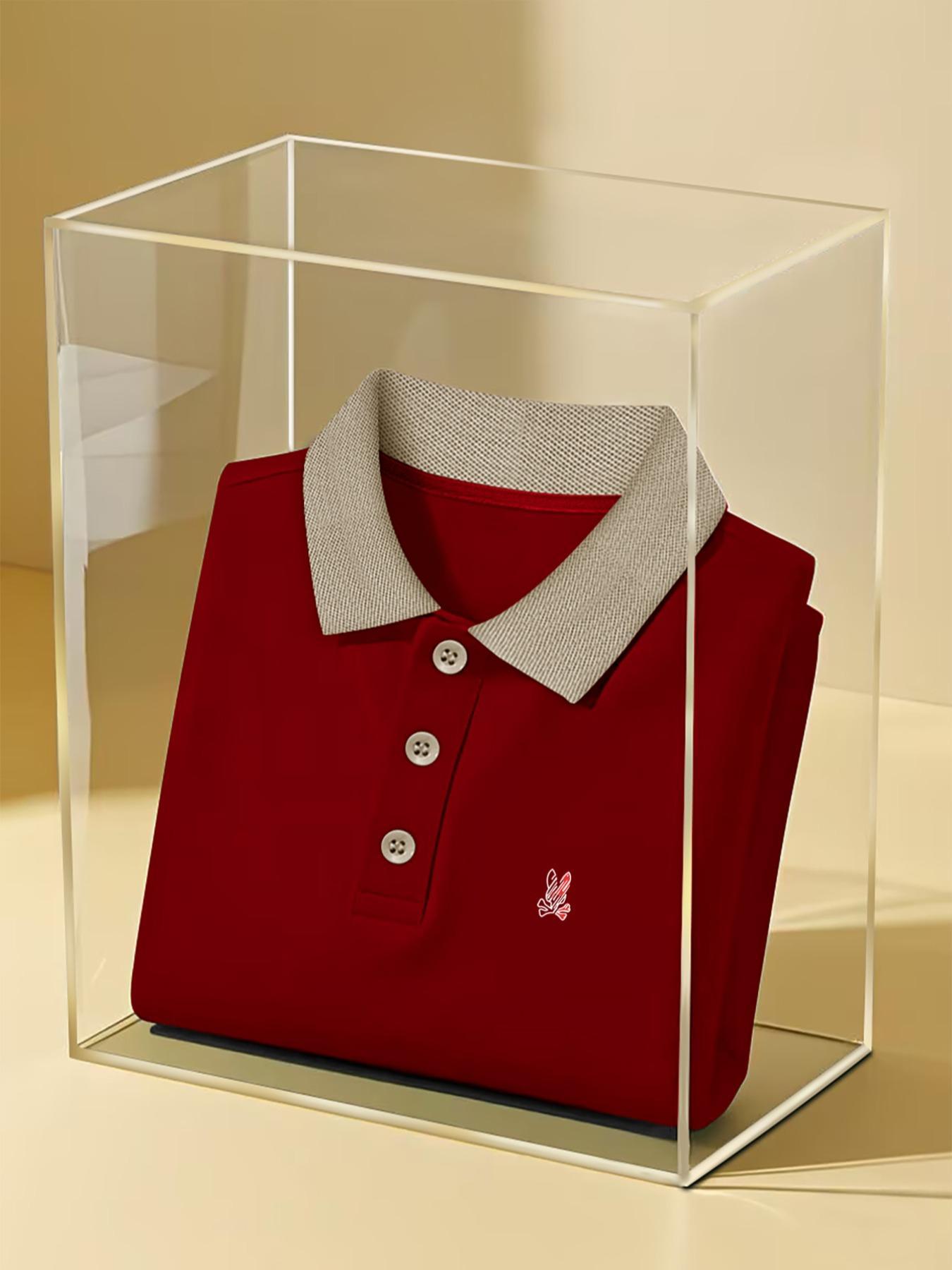 Men's Colorblock Print Contrast Trim Button Down Polo Shirt, Regular Fit Casual Short Sleeve Collared Top for Summer, Fashion Men's Clothes for Daily Wear