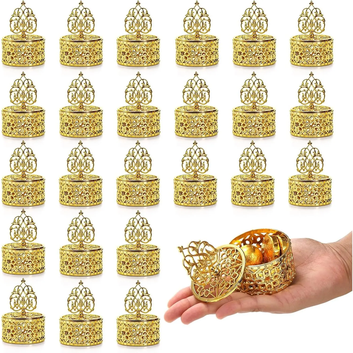 24 Pack   Favor Boxes, Mini Plastic Candy Container with Lid, Small   Boxes Candy Storage Container for Wedding Party,  Party, 2''Wx 3''H, Round