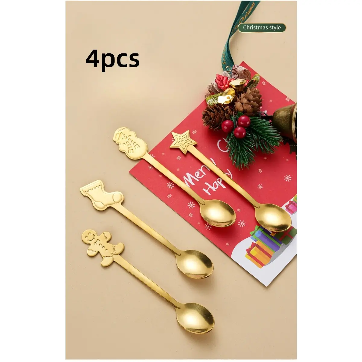 Christmas Spoon Set, Cute Cartoon Dessert Spoons, Creative Holiday Gift Box, Coffee Spoons, Festive Tableware, Perfect Christmas Present