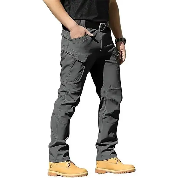 Men’s slightly stretchy tactical pants, water resistant plaid fabric that resists tearing, hardshell wear resistant cargo pants, lightweight outdoor work/hiking pants with pockets