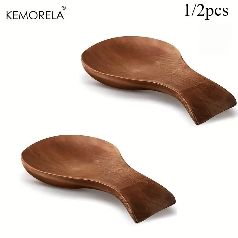 Kemorela Wooden Spoon Rest, Rustic Farmhouse Style, Wood, Curved Design, Kitchen Counter Holder, Modern Dining Table Decor, Kitchenware