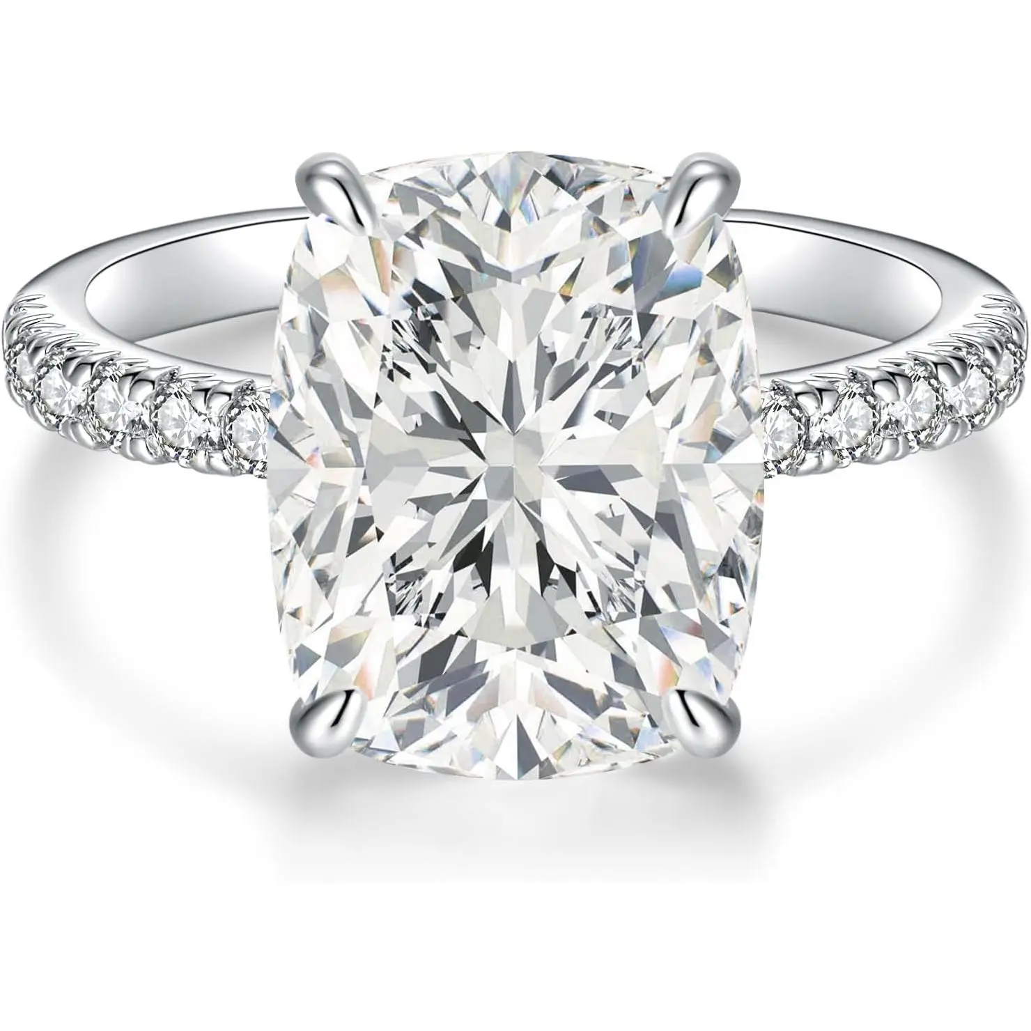 3/5CT Elongated Cushion Cut Engagement Ring for Women, Half Eternity | Travel 5A Cubic Zirconia   Promise Wedding Band,  14k /White  Plated  for Anniversary