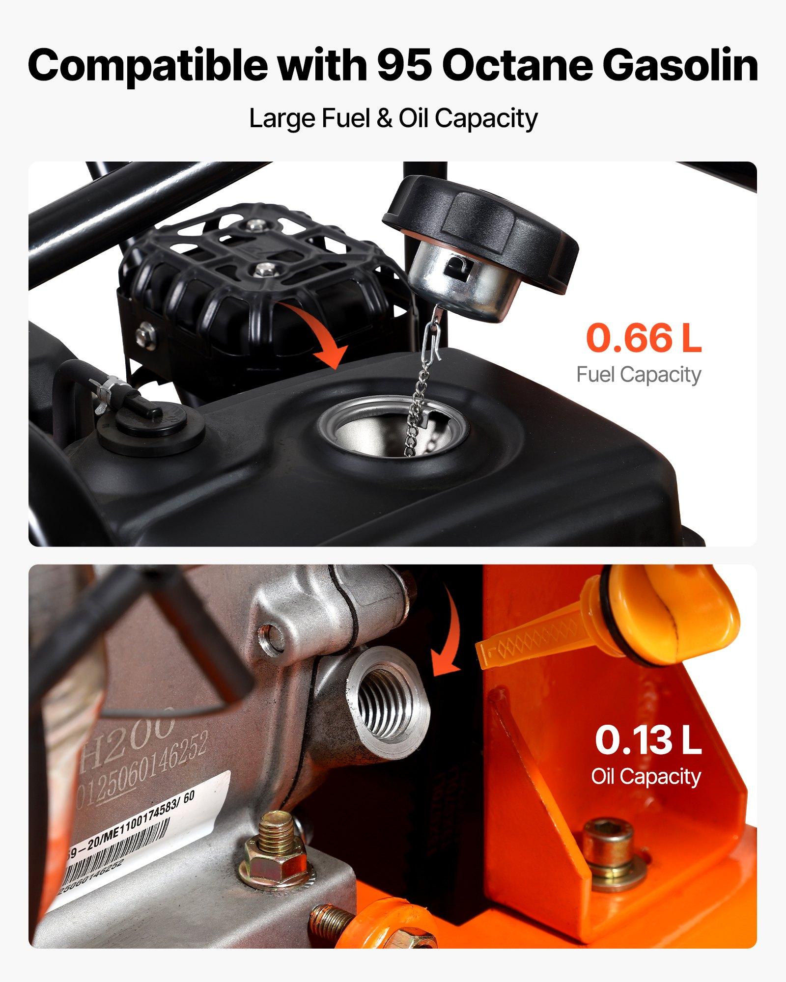 VEVOR Plate Compactor, 6.5 HP 196CC Gas Engine, 5700 VPM Vibrating Ground Rammer, 4047 lbs Compaction Force, 21 x 16 in Plate, Walk Behind Compactor for Paver Landscaping, Asphalt, Foundation, Soil