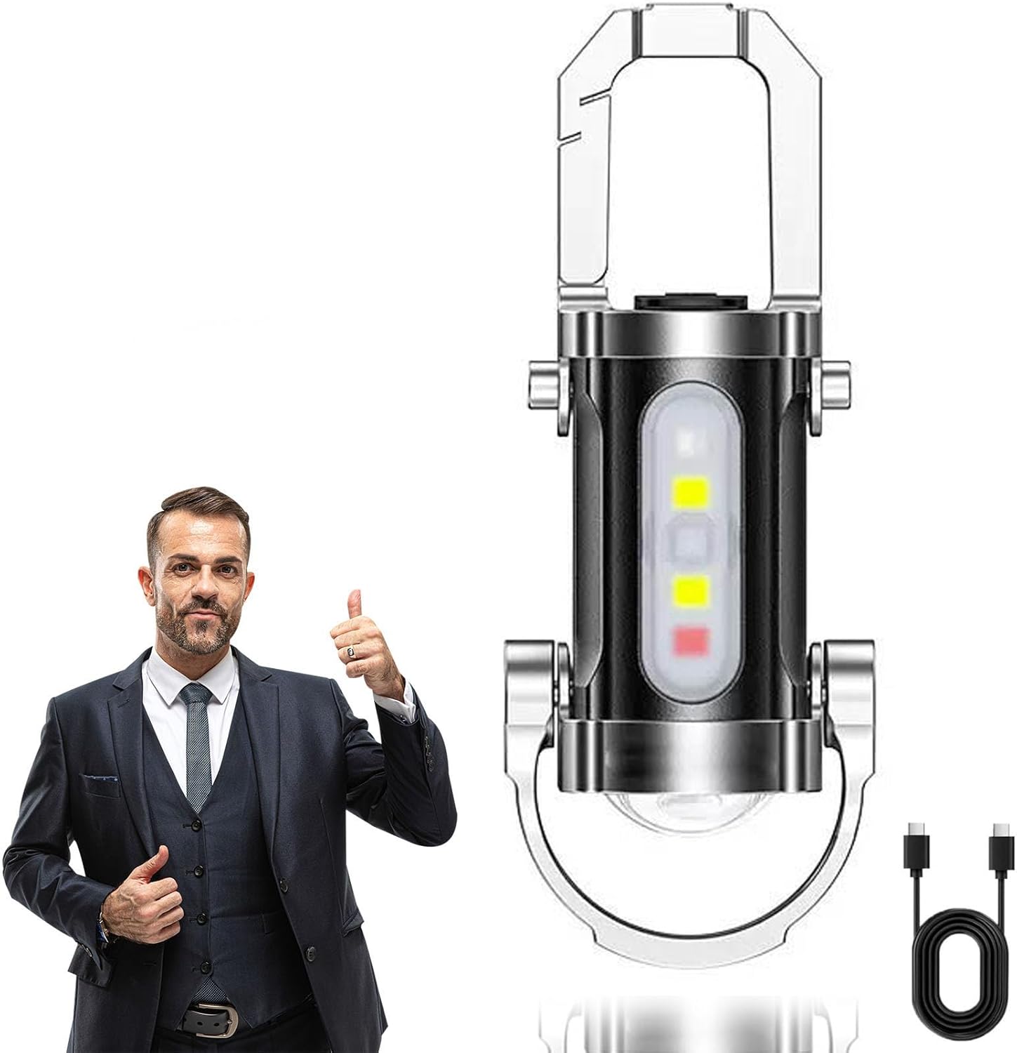 Rechargeable Mini Keychain Flashlights, 2-Pack Pocket Lights for Outdoor Adventures & Emergency Lighting (Black)