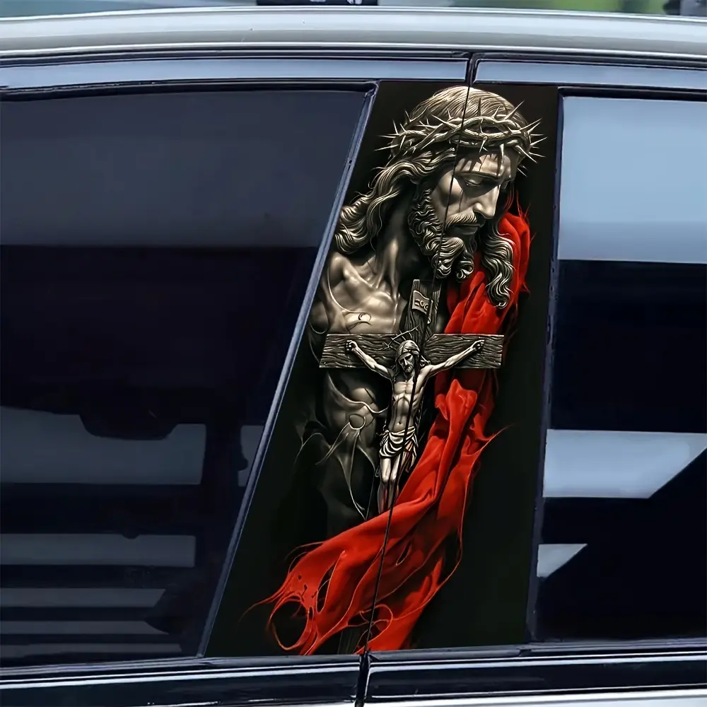 Vintage Statue of 2pcs Vinyl Stickers for Car Door Pillar Protection - B-Pillar, Easy to Apply And Remove, Sunproof, Waterproof, Scratch-Resistant Car Decoration Decals.