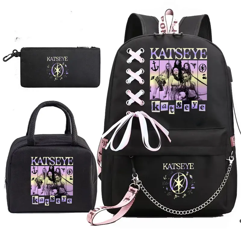 3PCS Katseye Backpack Shoulder Bag Lunch Bag School Bag Daypack
