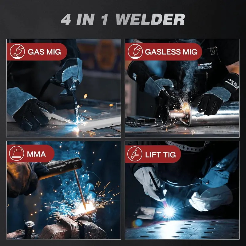 Gas Gasless 160A Multiprocess MIG Welder,Flux Cored/MIG/Lift TIG/Stick ARC Welder 4 In 1 Welding Machine,Synergic Control - 15