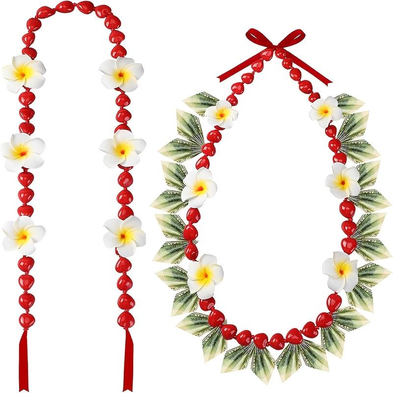 59.84-Inch Hawaiian Graduation Necklace Tropical Acrylic With Plumeria Tassel & Chinese Knot Adjustable Boho Style For Graduation Parties
