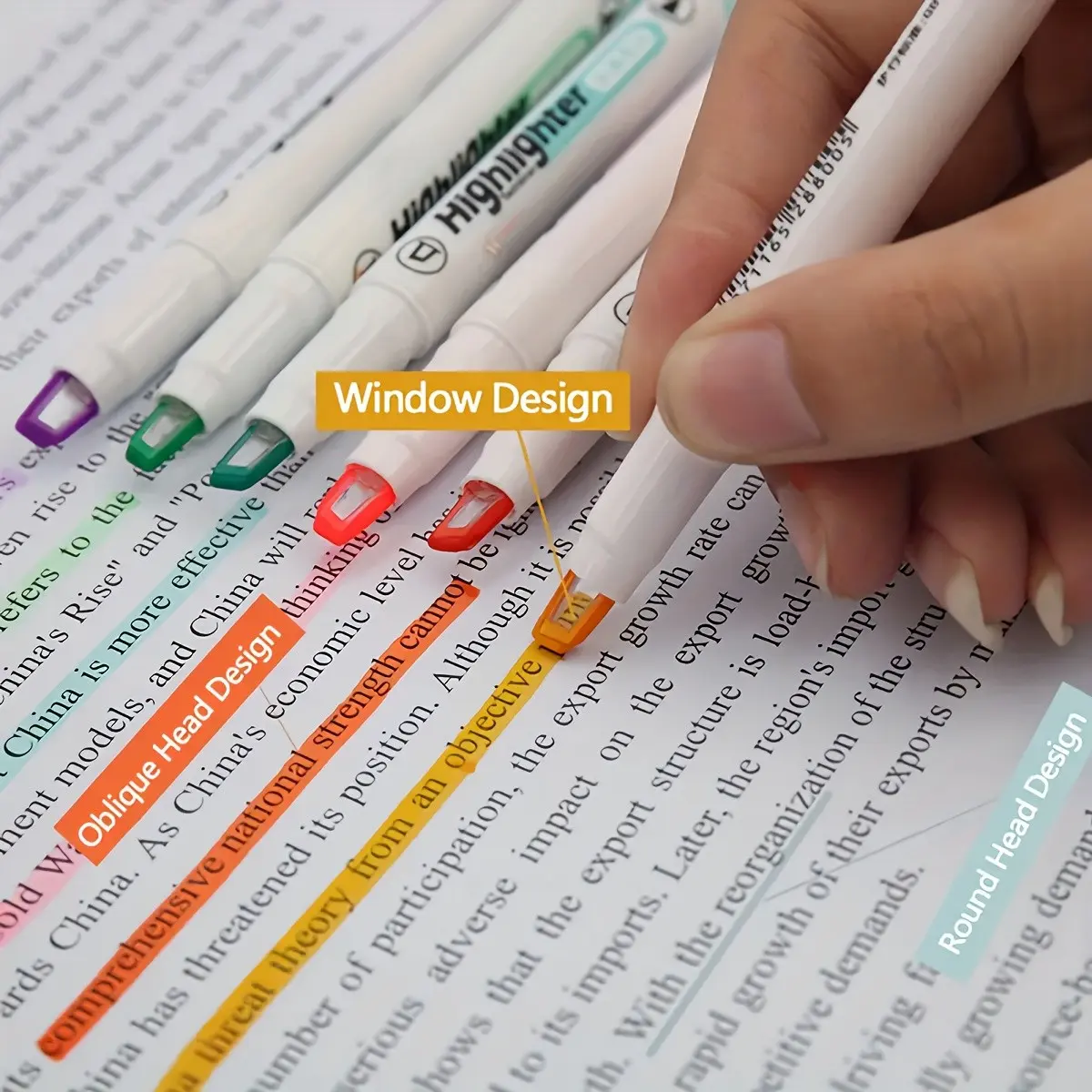 6-Pack Transparent Fluorescent Highlighters, Crystal Tip for Students, Macaron Colors, Dual-Ended, Precise Marking, Ideal for School & Office