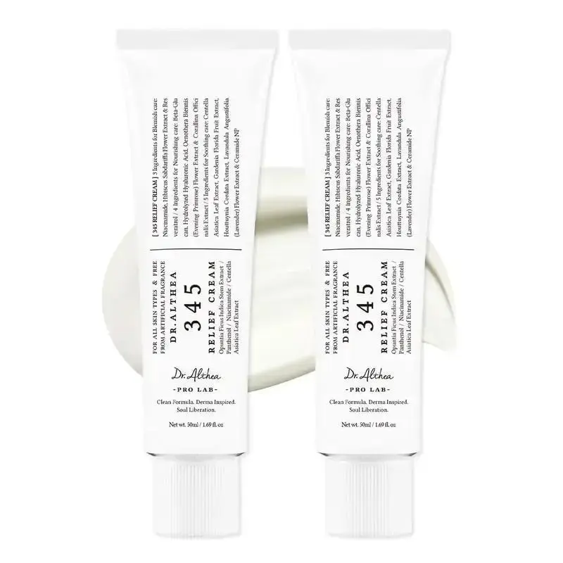 [Dr.Althea Official] 345 Relief Cream - 50ml Daily Face Moisturizer for All Skin Types, Blemish Relief, Soothing Skin Repair, Gentle Care Vegan Korean Skincare for Daily Use