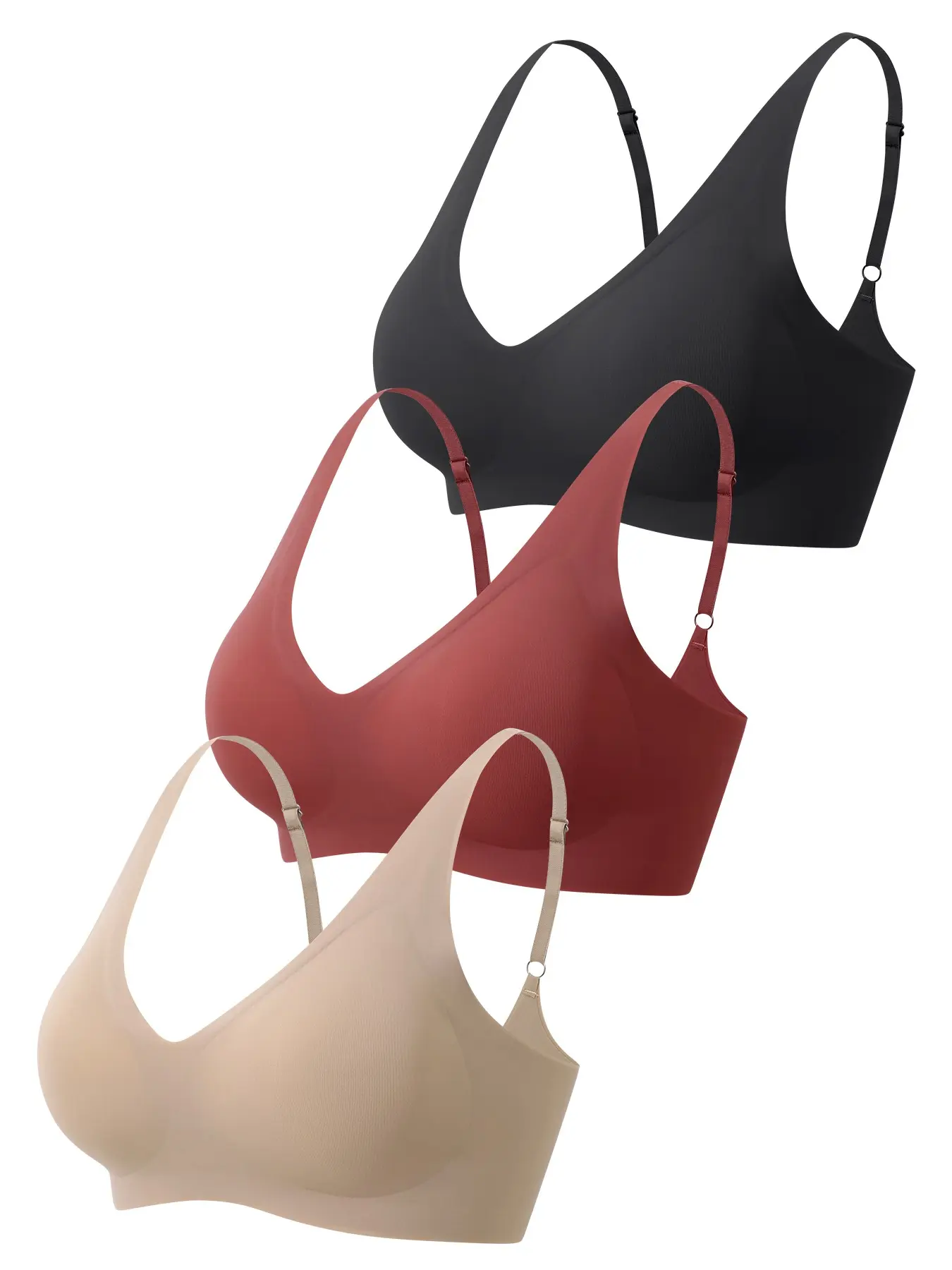 3-Pack Women Invisible Seamless Wireless Bra push up bras for women brasier de mujer strapless bra push up bras for women bralette push up bra Adjustable Thin Strap Support Bra Breathable Stretch Stretchy Daily Lingerie For Everyday Wear Underwear
