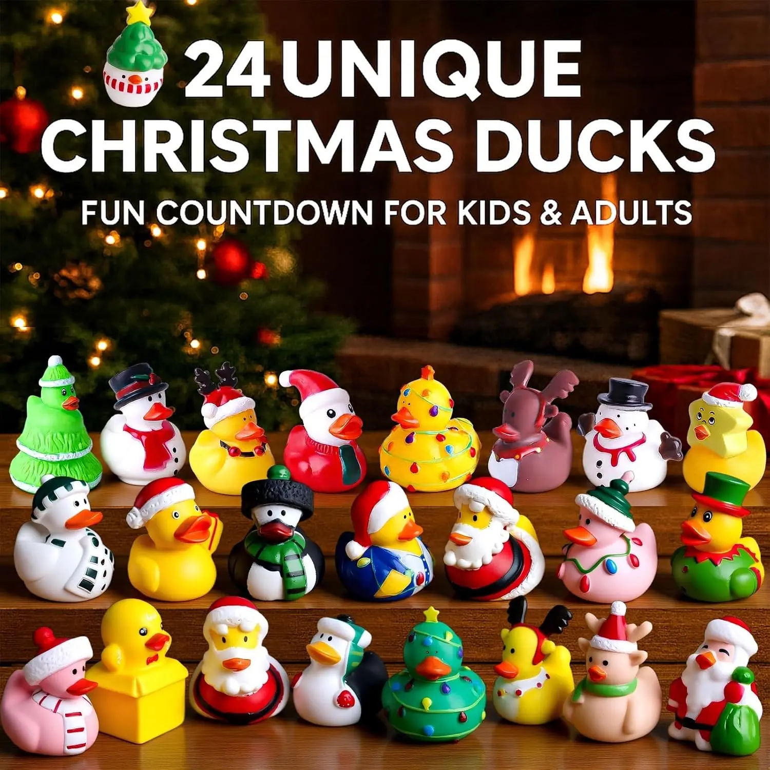 24Pcs Advent Calendar Christmas 2026, 24 Varieties of Surprise Rubber Ducks,Fun Holiday Countdown Gifts Toys Set fo Rubber Ducks in Bulk,stocking gifts, Car Duck,  Duck for Pool, Party Favors, Birthday Gifts, Classroom Incentives,  2.3 in Floater Duck