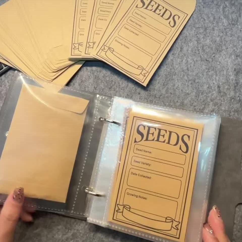 Seed Organizer Binder with 50pcs Seed Envelopes, Garden Seeds Storage Organizer, Seed Packet Organizer, Seed Saver