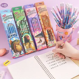 12 Pcs Box Shandian Series Hb Pencils with Erasers, Wooden Stick Pencils, Fusion Monster Design, Ideal for Smooth Writing and Drawing