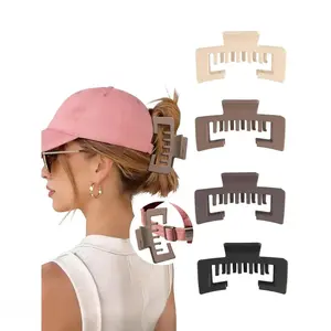 4-Pack Baseball Cap Claw Clips – Large Open-Top Non-Slip Hair Claws for Hats | Innovative Geometric Hollow Hair Clips for Thick & Thin Hair