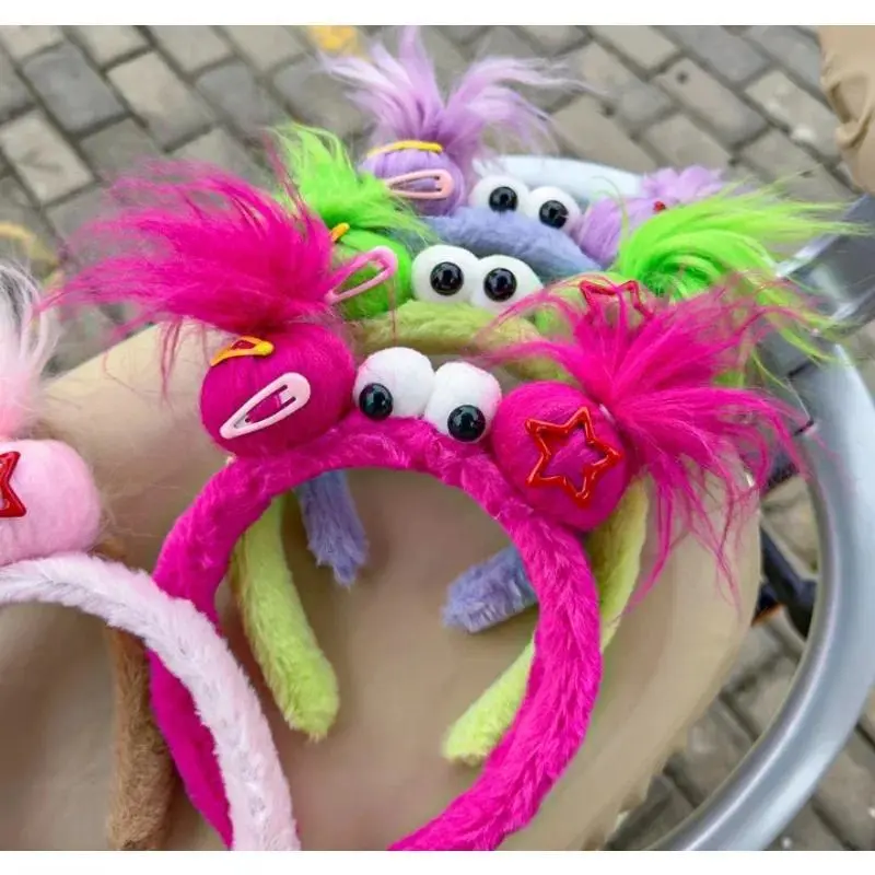 New Ugly Headband Weird Ears Cute Headband Girl Dopamine Cartoon Plush Funny Headband Hair Accessories Headdress for Women