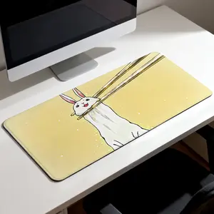 Premium Cute White Bunny Noodle Illustration High Quality Mouse PadModern Office Gaming Comfort ExperienceNon?Slip Durable For Daily Work And Play 40*80cm 40*90cm30*70cm