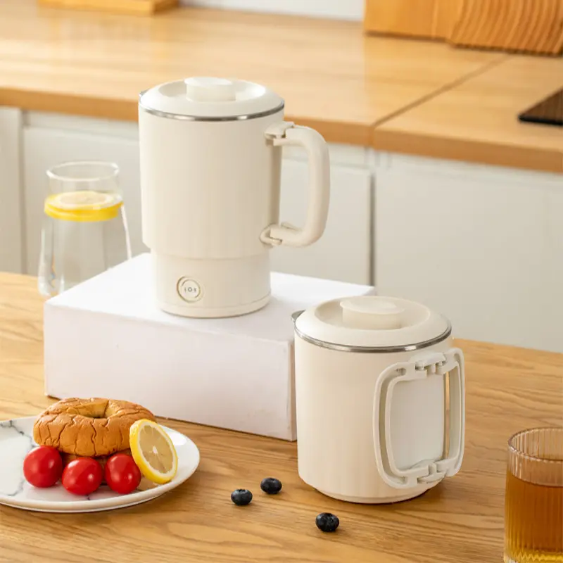 Cordless Electric Kettle - Compact, Lightweight, Foldable, Quick-Heating Stainless Steel & Plastic Portable Mini Water Boiler (175x175x175mm), Easy to Clean for Home, Camping, Long-Term Daily Use