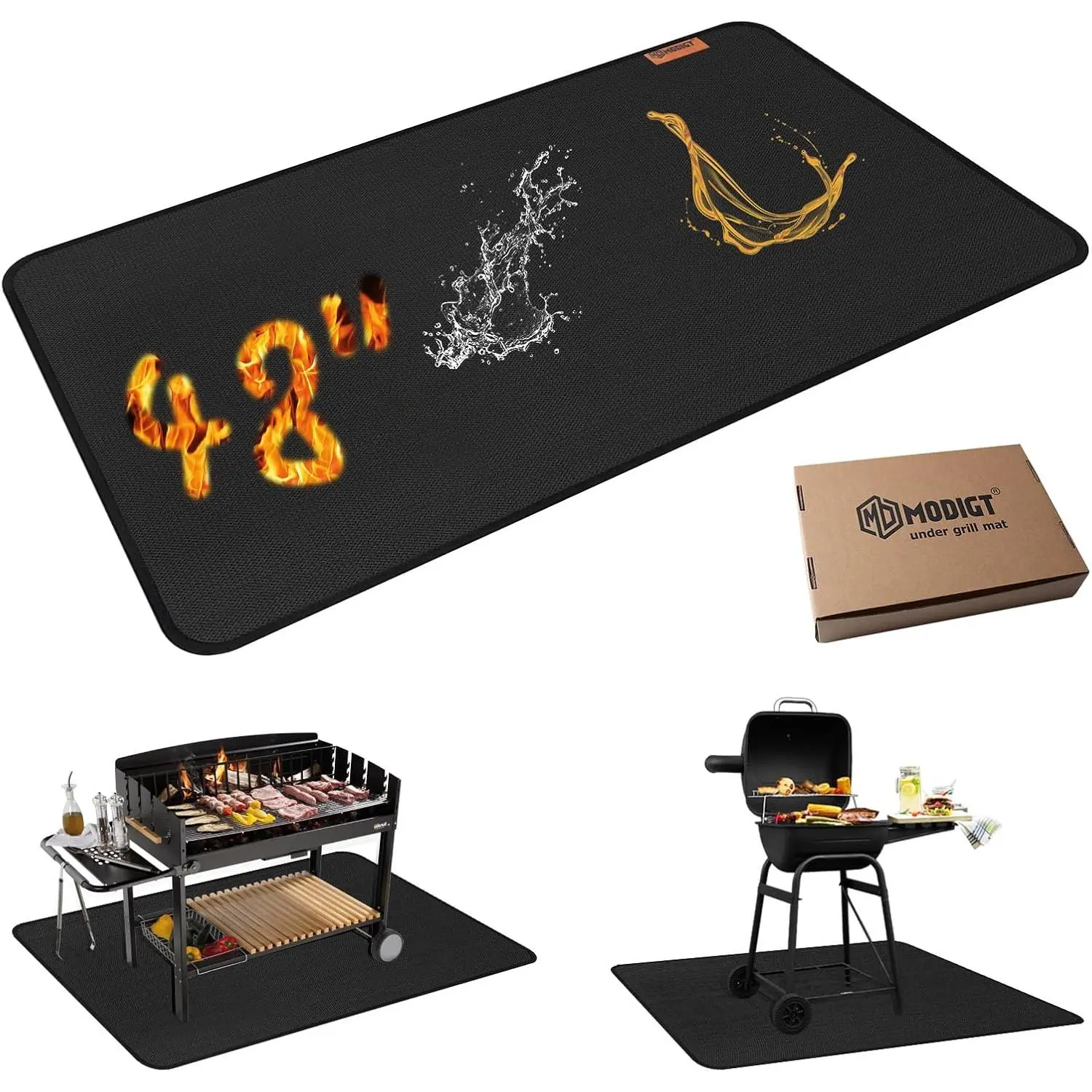 48 ×30 inch Under Grill mat for Outdoor Grill, Double-Side Fireproof & Heat-Resistant Outdoor Grill Mat, Protective Mat for Patio, Courtyard, Tabletop, Outerdoor BBQ Fire Pit Fireplace Mat