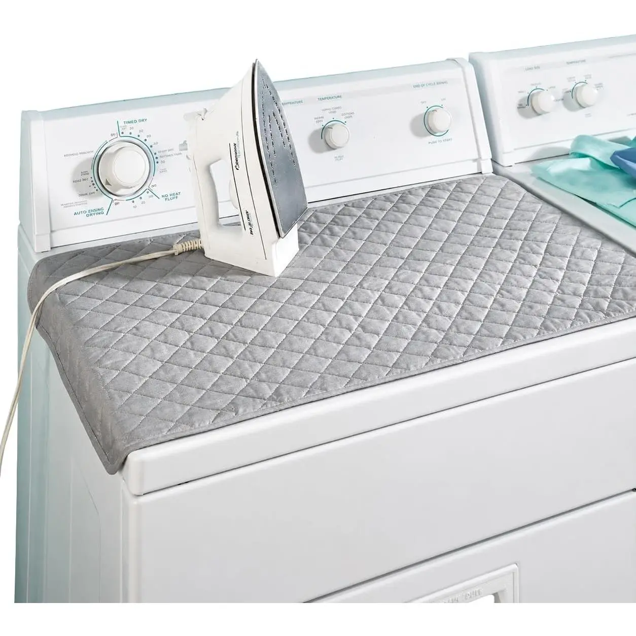Iron Anywhere Magnetic Ironing Mat 18" x 31" – Quilted Heat-Resistant Blanket for Washer Dryer Tops – Foldable Portable Tabletop Pressing Pad and Board Alternative