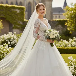 Elegant Long Cathedral Bridal Veil, Single-Layer Tulle with Metal Comb, Perfect for Weddings, Bridal Showers, Formal Events
