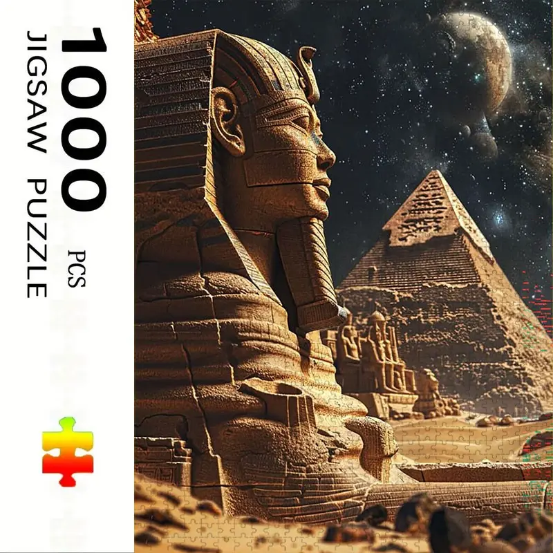 1000 Piece Pyramid Theme Puzzle, Large Adult Family Interactive Toy, DIY Home Decor Holiday Decoration Brain Challenge, Festive Scene, Durable Puzzle