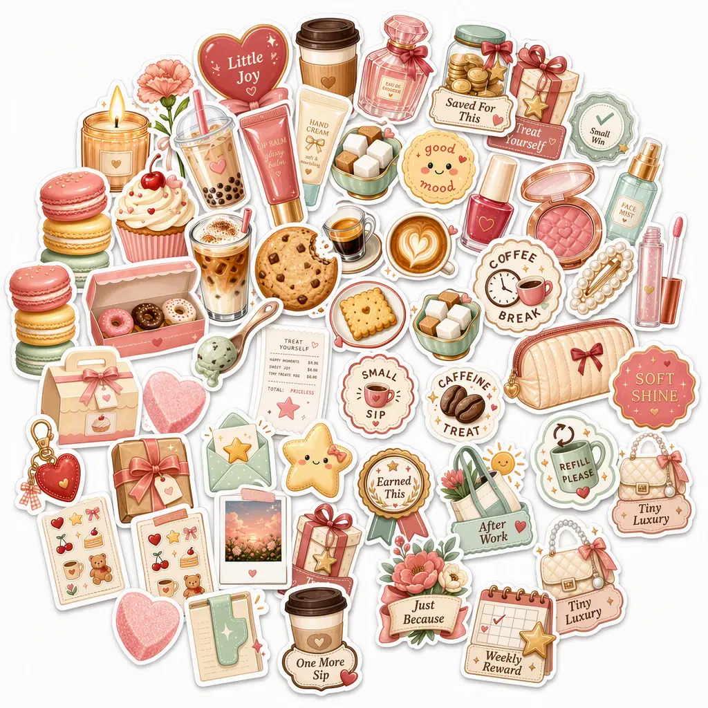 Cute Crafting Economy Stickers - 50 Waterproof Vinyl Decals for Journals, Laptops