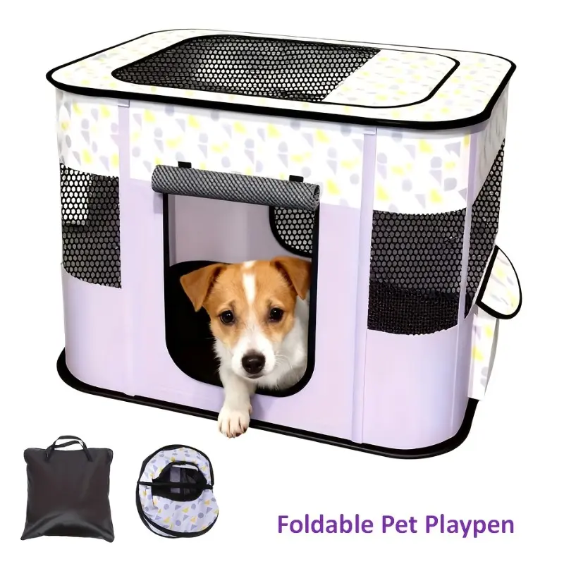 Foldable Dog Playpen, Portable Pet Playpen for Puppies, Cats, Rabbits, Chicks, Indoor Outdoor Travel Camping, with Storage Bag