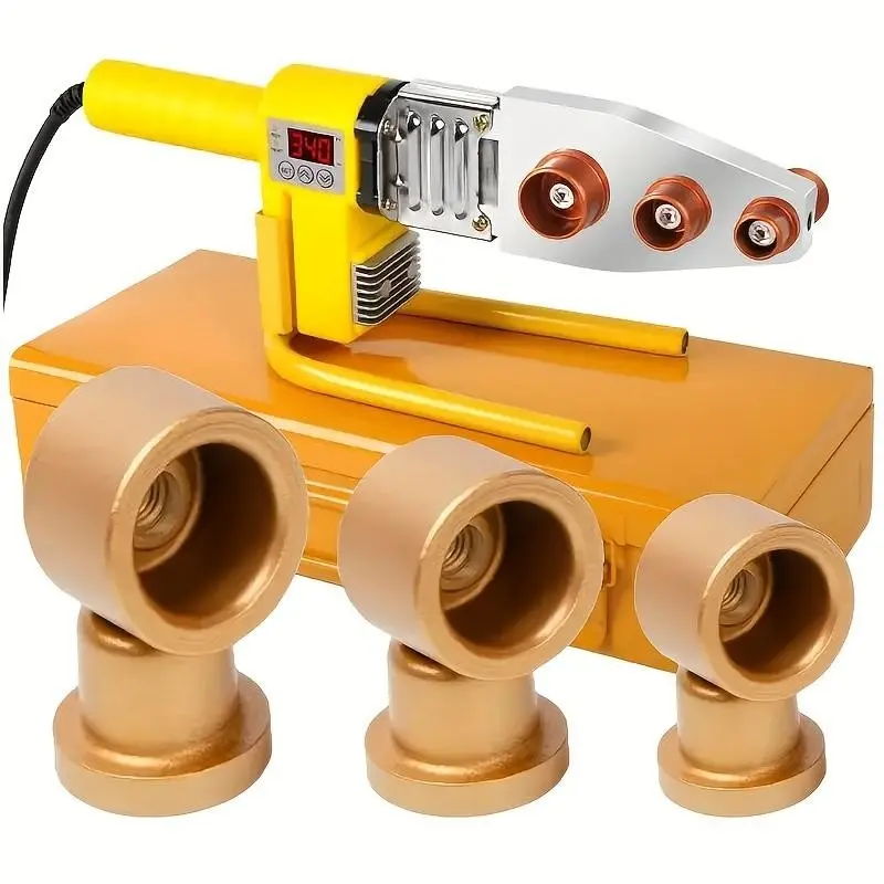 3-Piece Ppr Pipe Heat Fusion Tool Set, Ergonomic Handle, Detachable Protective Cover, Aluminum Alloy, Compatible with PVC Pipes