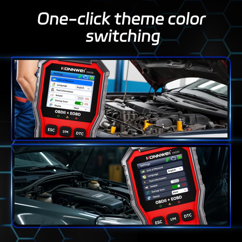 KONNWEI KW330 OBD2 Scanner with 2.8 Inch Color Screen, Free Upgrade & Print Function, Diagnostic Tool for Cars