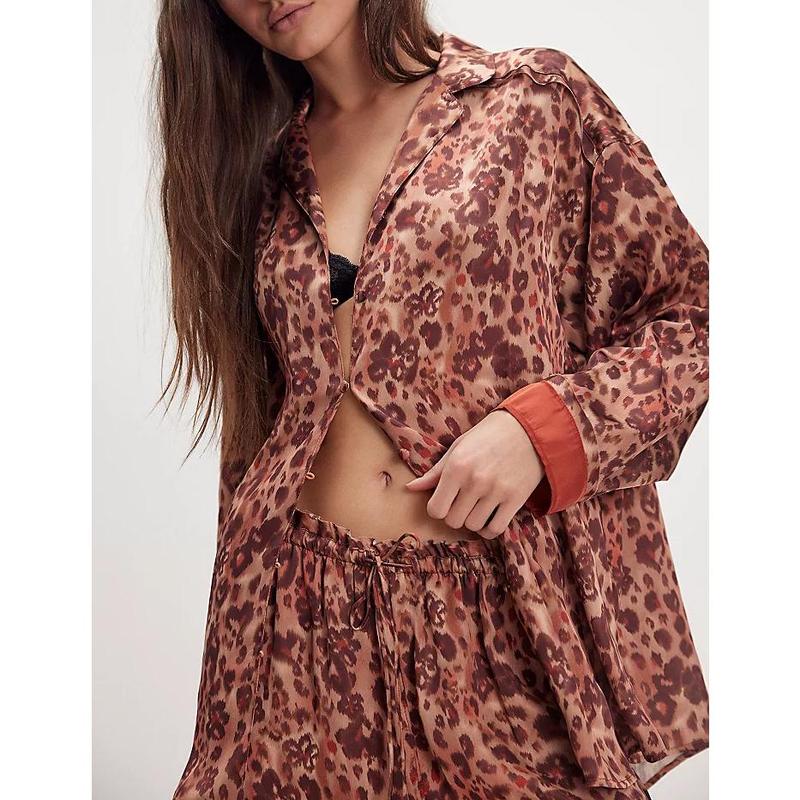 Women's Fall Loungewear Set Stripe/Plaid/Stripe Print Long Sleeve Lapel Button Tops Long Pants Fall Sleepwear