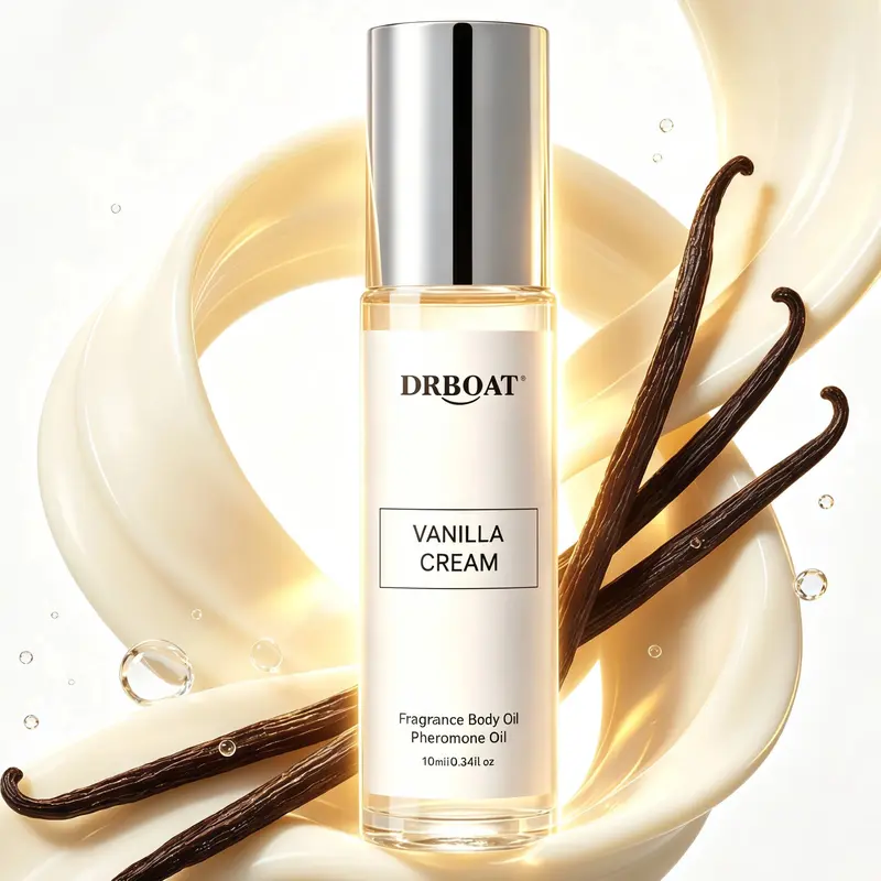 Vanilla Cream Pheromone Oil - Rich 10ml Roll-On Perfume Oil, Vanilla & Cream Decadent Eau De Toilette, Unctuous Fragrance Body Oil, Captivating Fragrance, For Daily Use, Convenient for Travel.
