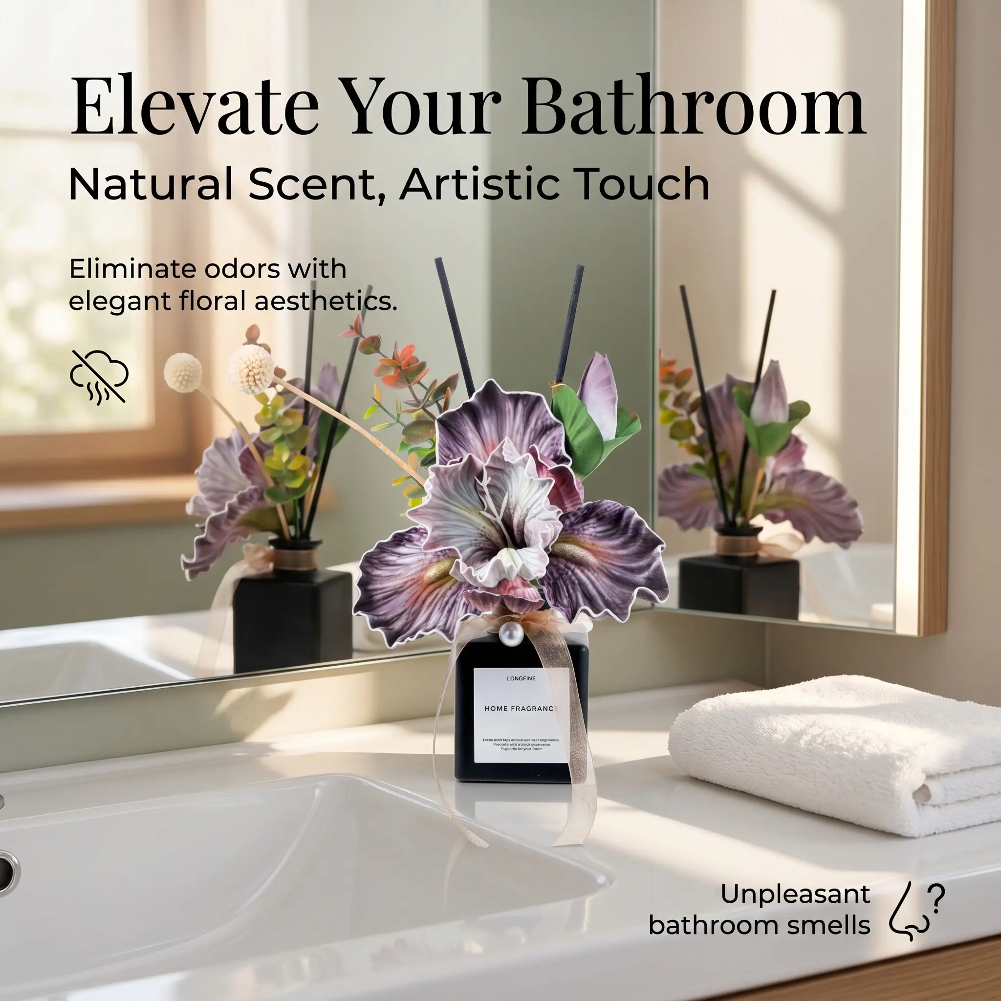 Scented Floral Home Decor Gift Set, Lily of the Valley Aromatherapy Diffuser for Bathroom, Long Lasting Room Fragrance, Perfect Housewarming Gift