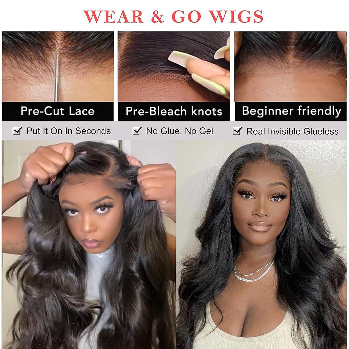 Bling Hair Wear 6x4 Body Wave Glueless Wig Human Hair Ready To Wear Brazilian 5x5 Lace Closure Wigs Long Straight For Women Pre plucked Sale 180% Density 12-36 Inch