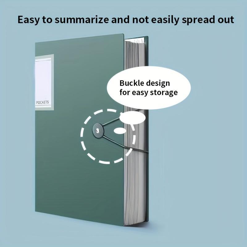 High-Quality A4 Document Folder with 60 Pages, Durable Waterproof PP Material, Multi-Pocket Design for Home Office and School Organization