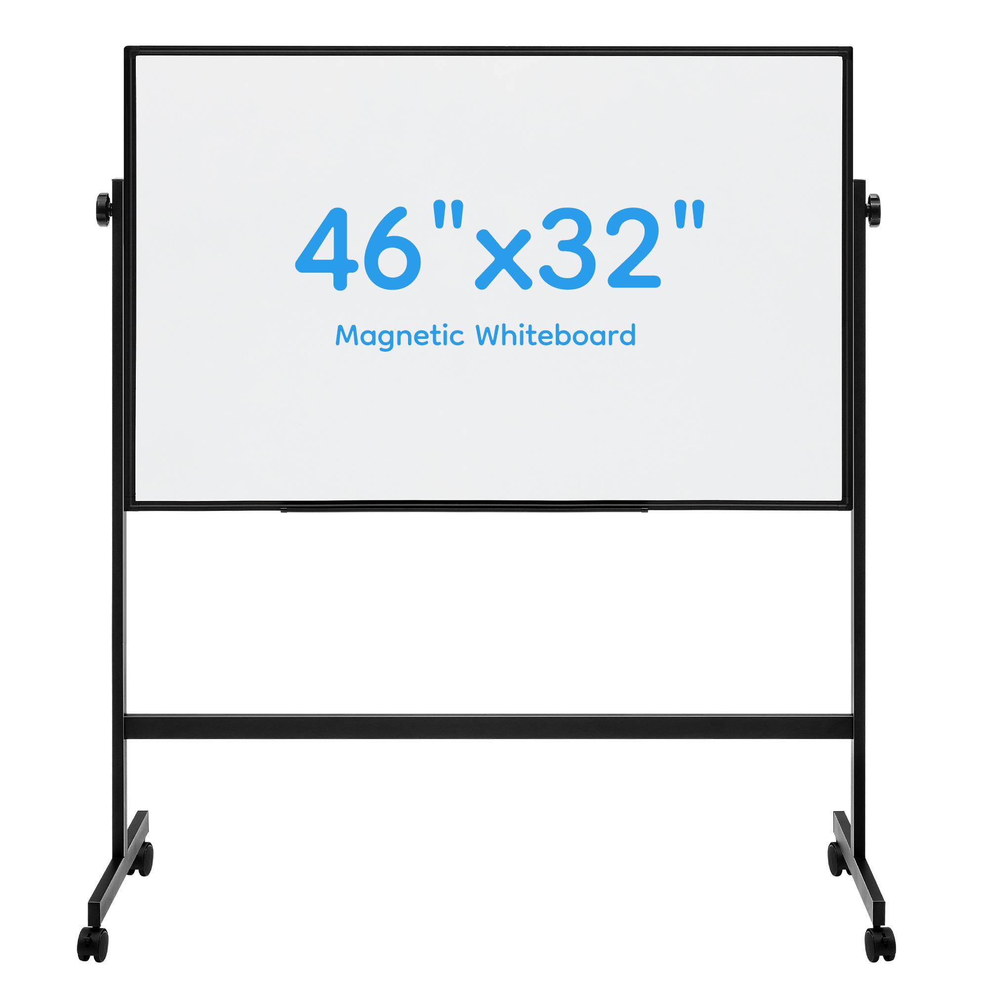 Rolling White Board on Wheels,48" x 32" Large Dry Erase Board with Stand,Big Rolling Whiteboard for Home,Office,School,Easy to Install,Strong and Durable,Double-sided and Height Adjustable,Flexible Mobile Use, Wheels for Home Office,Classroom