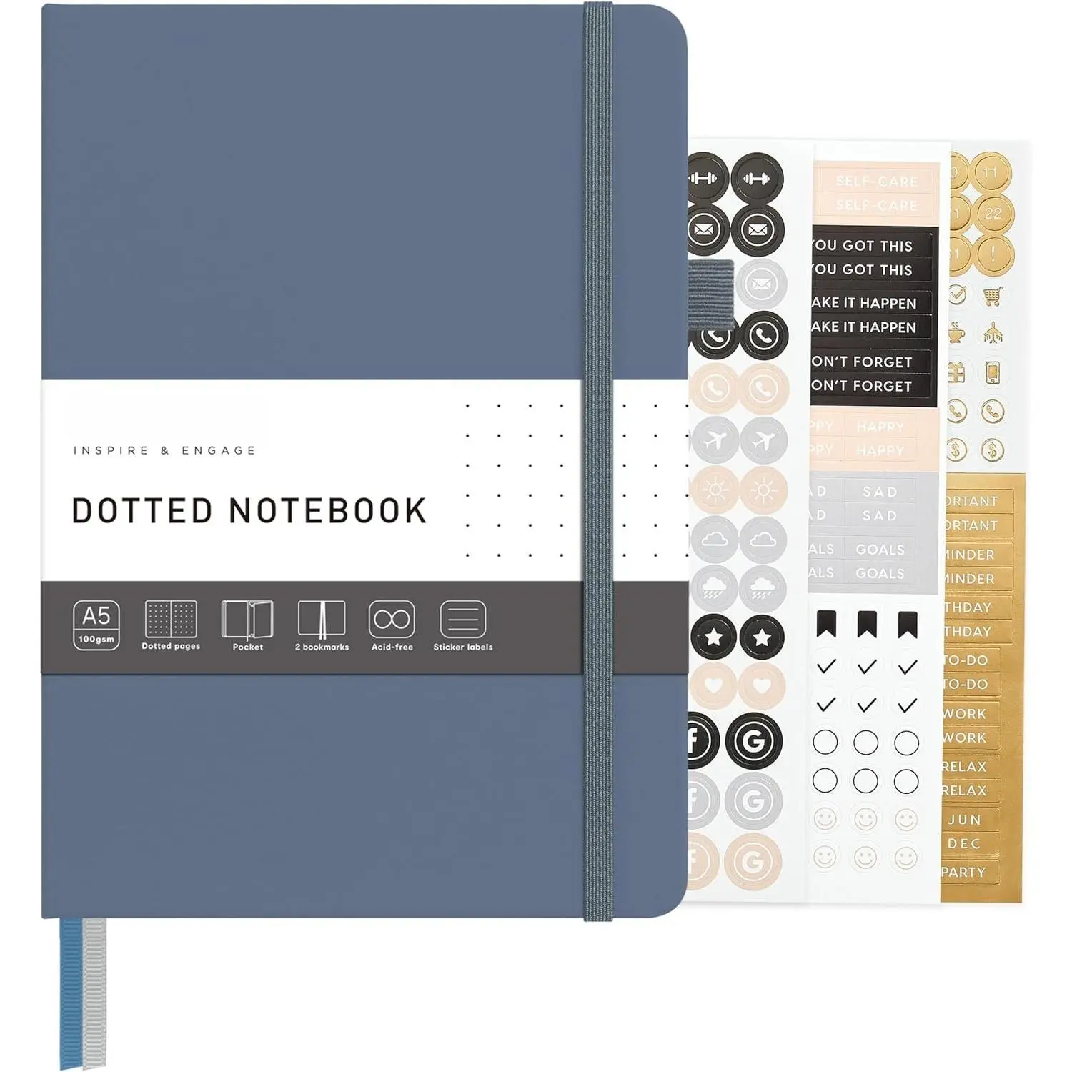 Dotted Journal Notebook – A5 Hardcover, 160 Pages 100gsm Pa, Dot Grid Notebook for Planning & Creative Journaling, 3 Sticker Sheets Included (Light Brown)