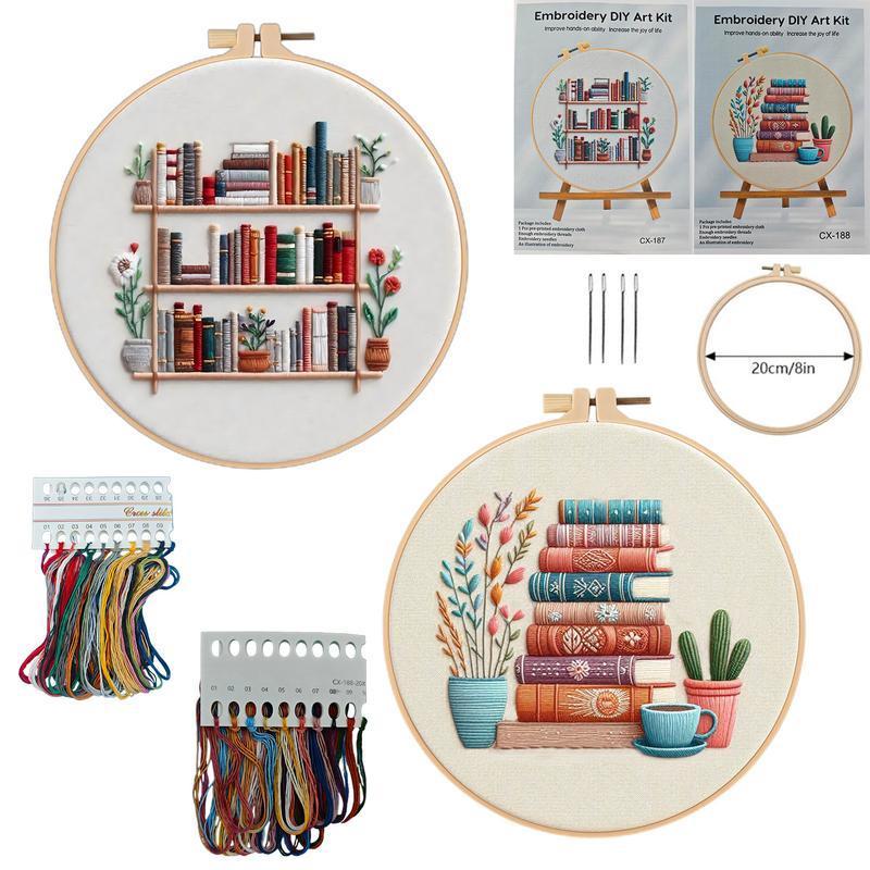 2026 New Style DIY Embroidery Kit for Beginners – Book & Potted Plant Cross Stitch Set with Full Supplies, TikTokShopBlackFriday Deal Thanksgiving
