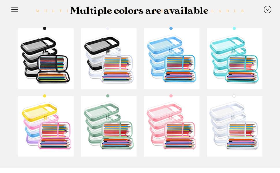 4 Pcs Clear Hard Sided Zipper Pencil Case Pouches Bulk Plastic Hard Shell Pencil Case Box Organizer with Mesh Pocket Toiletry Pouch Makeup Bag, Back to School Supplies(Macaron)