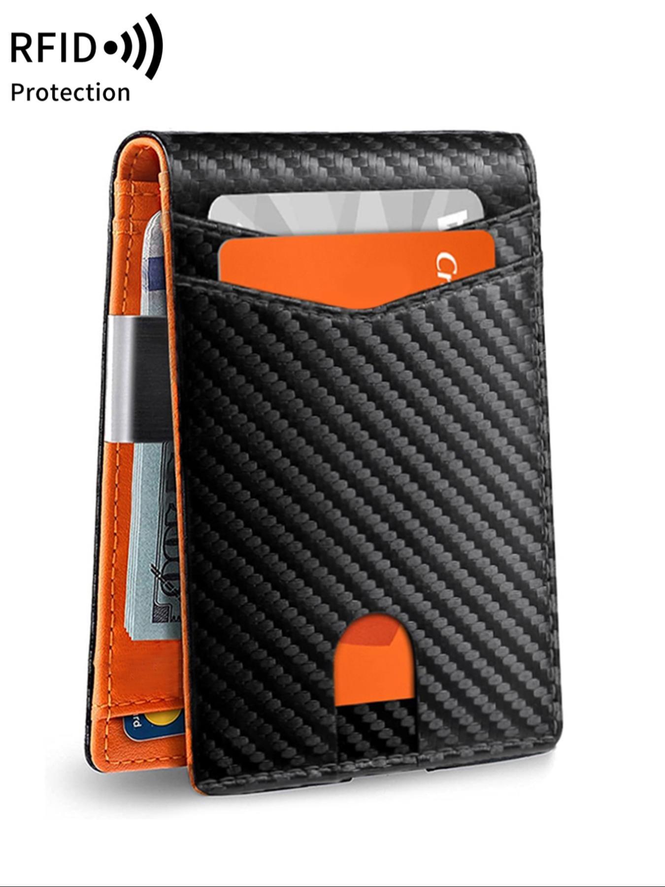 Minimalist Multi Functional Thin, Multiple Card Slot Card Holder, RFID Blocking Stylish Bi-fold Pu Leather Wallet, Ideal Gift for Men, Rfid Blocking Wallets