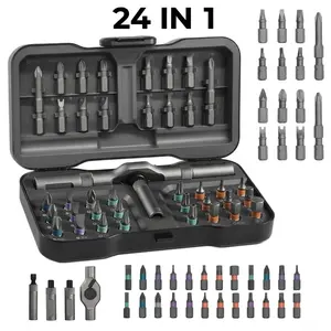 24-In-1 DIY Screwdriver Set, Magnetic Ratchet Screwdriver Combo, Compact and Portable, Essential Home Repair Tool Kit