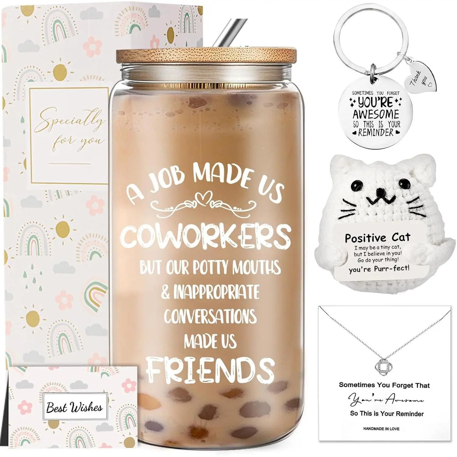 Coworker Birthday Gifts for Women Friendship, Friendship Gifts for   BFF Bestie Sister Auntie, Going  Ideas Presents with 16oz Glass Coffee Cup
