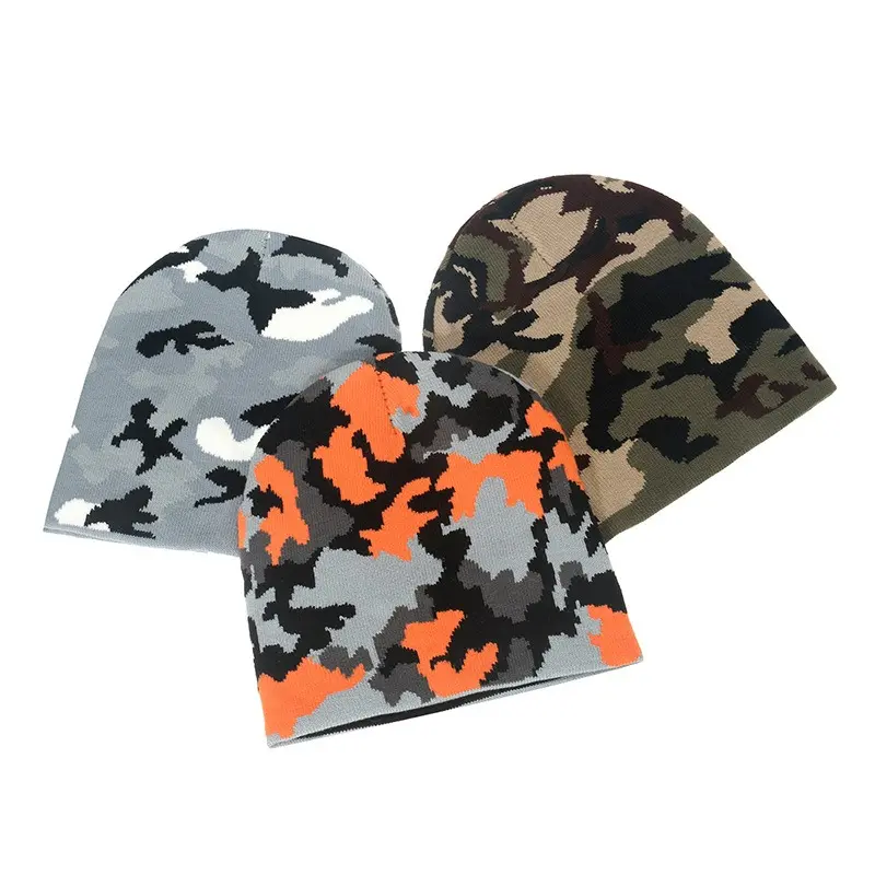 Men's Camo Beanie Winter Hat, Warm Thermal Jacquard Knit Beanie for Men, Soft Stretchy Camouflage Hat for Outdoor Hunting, Hiking, Camping and Everyday Wear
