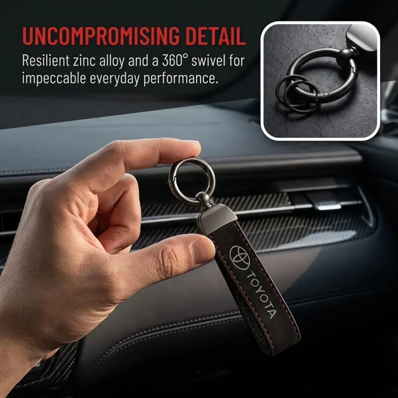 1 Pack Suede Leather Keychain, Soft Anti-Scratch Car Key Holder Ornament With Metal Connector, Compatible With Camry, Corolla, RAV4, Tacoma, Tundra, 4Runner, Prius, GR Supra, Premium JDM Automotive Accessory