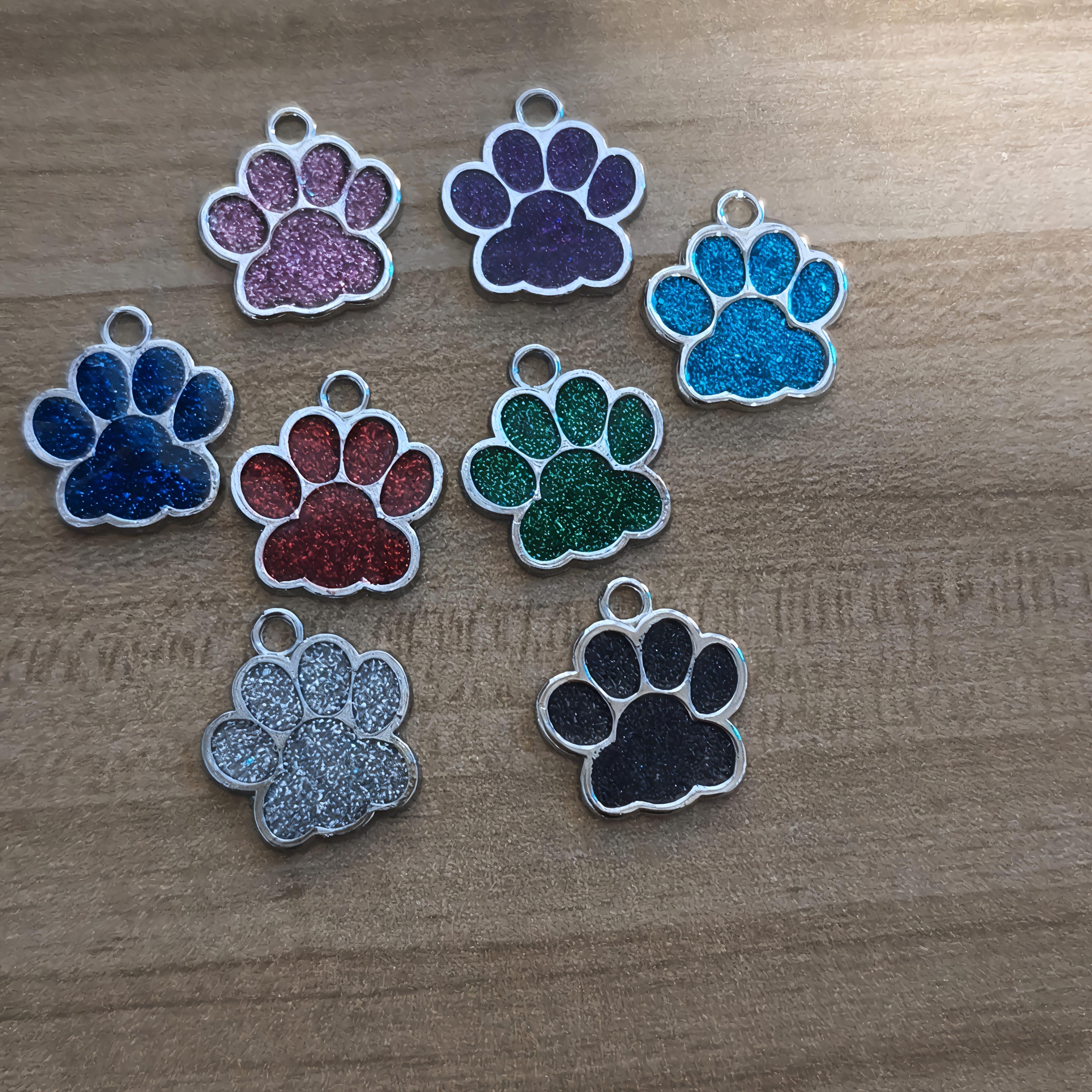 Custom Personalized Pet ID Tag, Engraved Dog Name Tag, Durable Fade-Resistant Paw Print Charm for Dogs & Cats, Collar Name Plate