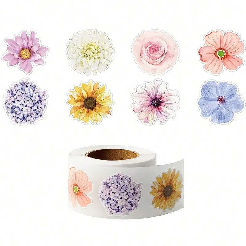 Butterfly Floral Die-Cut Roll Stickers, Self-Adhesive Gift Wrapping Label Stickers for Present Decor & DIY Crafts