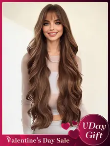 30 Inch Long Curly Wigs for Women, Gorgeous Fluffy Wigs with Bangs, Synthetic Full Machine Wigs for Party, Daily Use, Synthetic Fiber Wigs